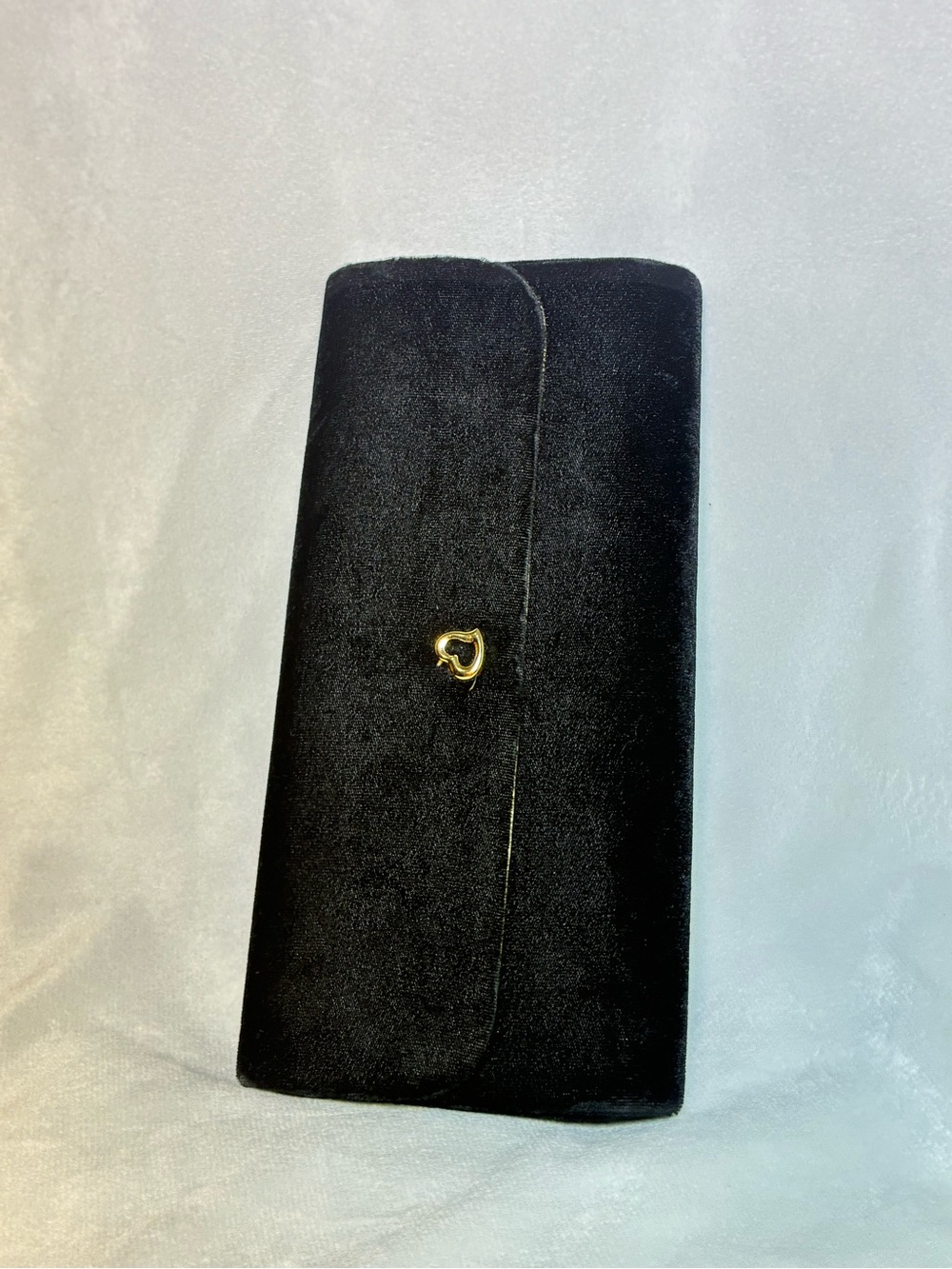 Victoria's Secret Black Velvet Wallet with Gold Heart Charm